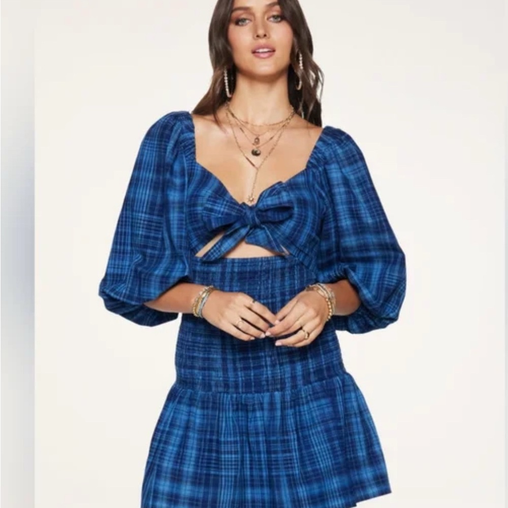 RAMY BROOK Caroline Plaid Smocked Mini Dress - Picture 2 of 11